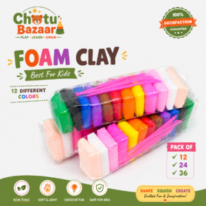 12-Color Foam Clay Play Dough Set for Kids | Air-Dry Modelling Clay with Free Tools