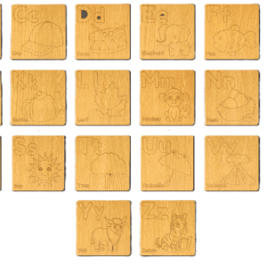 26-piece wooden English alphabet tracing stencil set A to Z