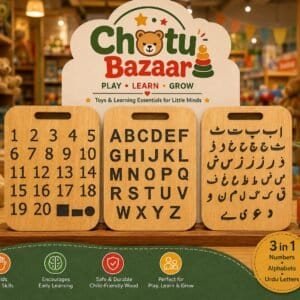 Wooden ABC, Math and Urdu stencil set for kids